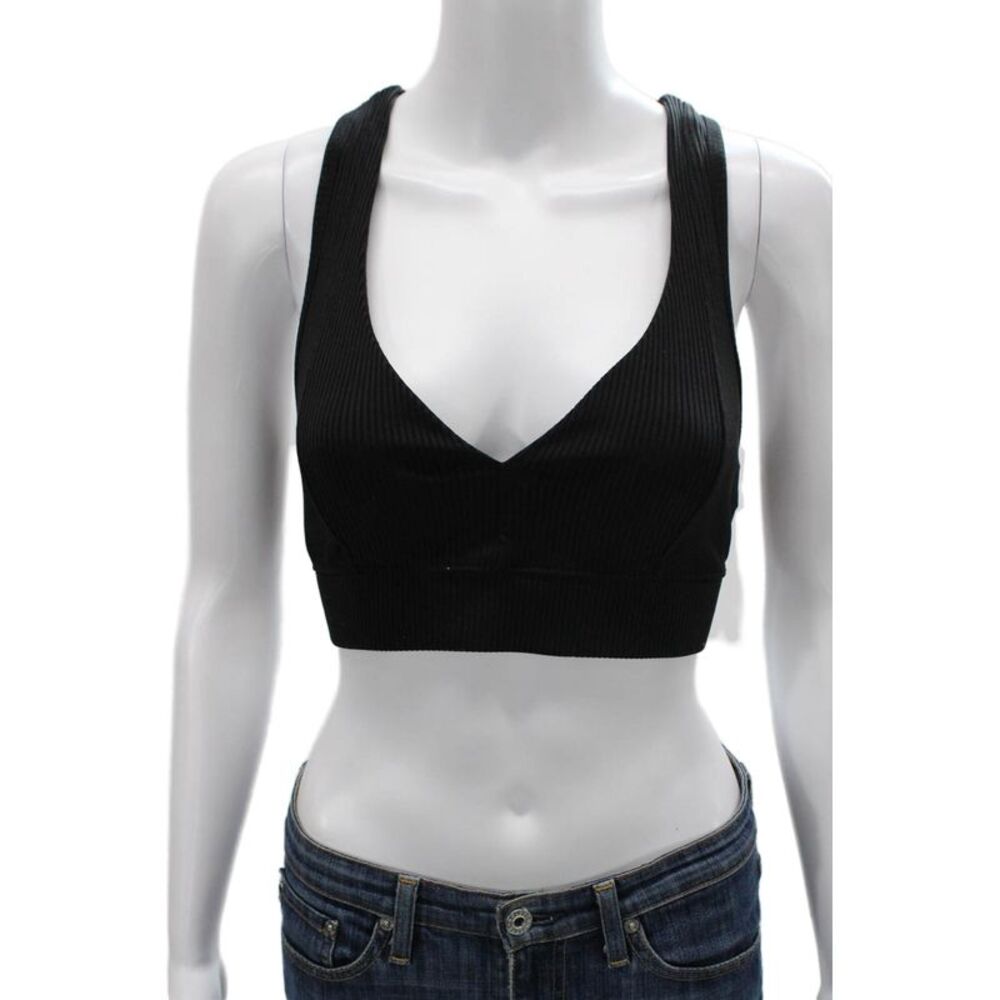Year Of Ours Womens Ribbed Detail Sports Bra Black Size L
